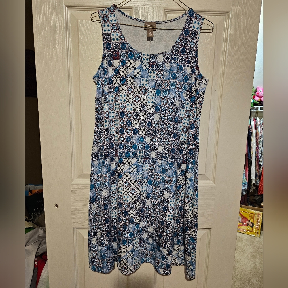 Chico's Multicolored Blues Sundress sz S